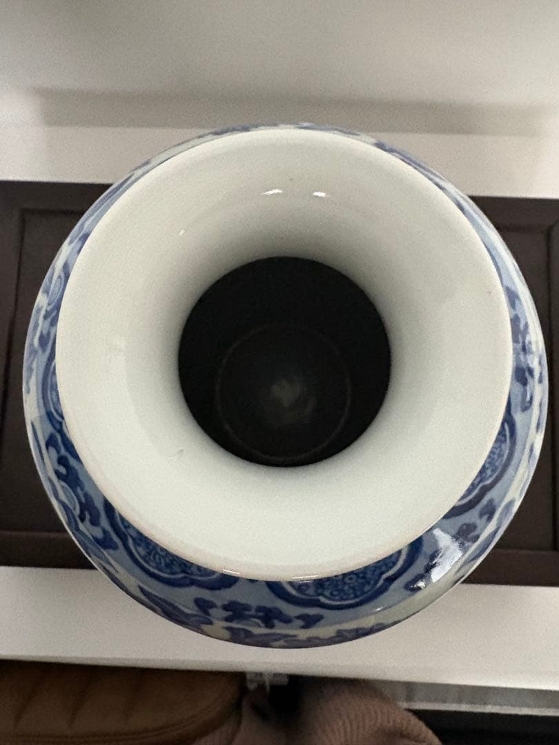 大清光緒年製　青と白の花柄陶器花瓶