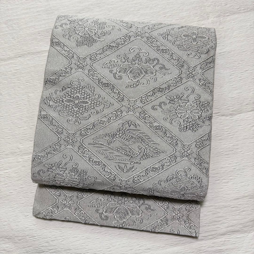 m-56 安田つづれ 謹製 爪織 本綴れ 格天井錦 名古屋帯 正絹 木箱