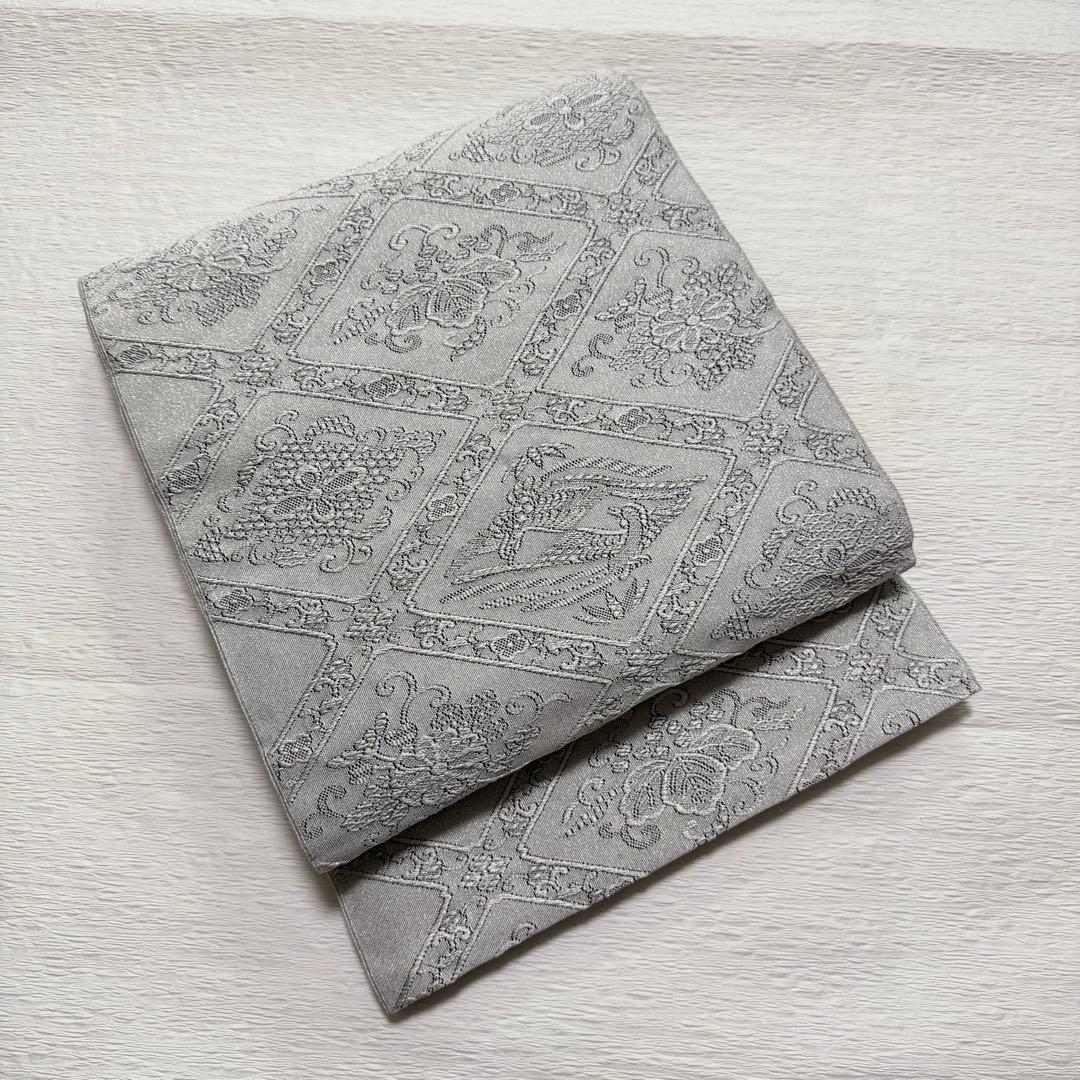 m-56 安田つづれ 謹製 爪織 本綴れ 格天井錦 名古屋帯 正絹 木箱