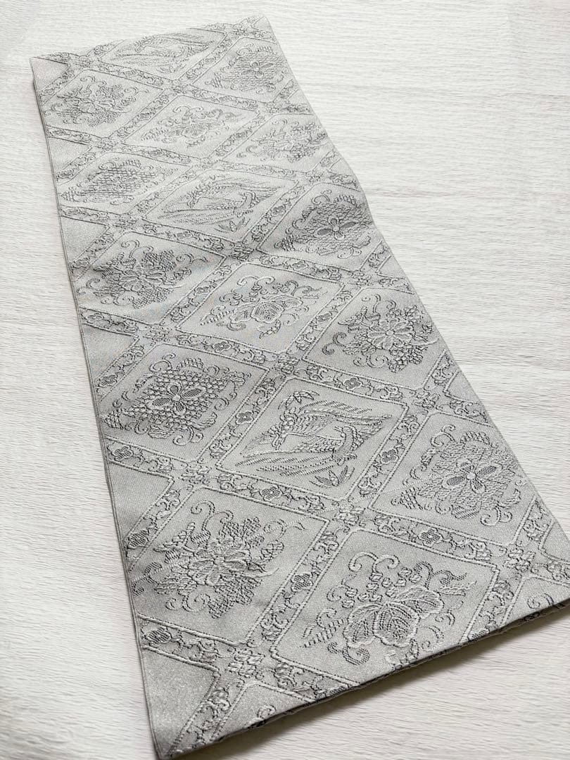 m-56 安田つづれ 謹製 爪織 本綴れ 格天井錦 名古屋帯 正絹 木箱