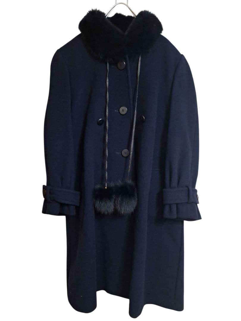 レリアン　2way　ケープコート　ロングコート　フォックスファー　カシミア混