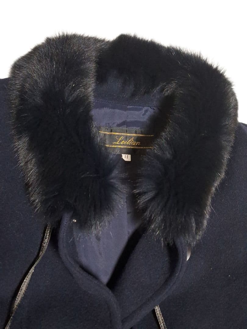 レリアン　2way　ケープコート　ロングコート　フォックスファー　カシミア混