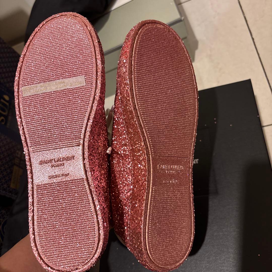 新品 サンローランスニーカーピンク グリッター