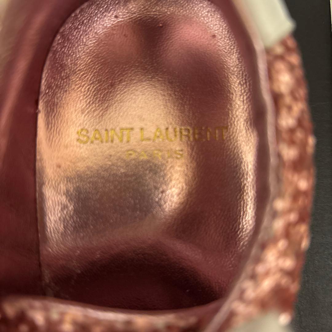 新品 サンローランスニーカーピンク グリッター