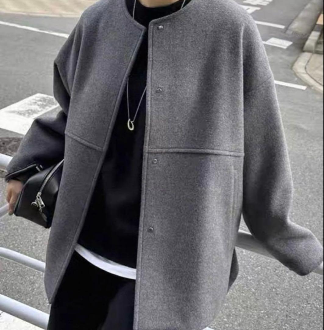 ジャーナルスタンダード　スーパー140ビーバーノーカラーショートコート