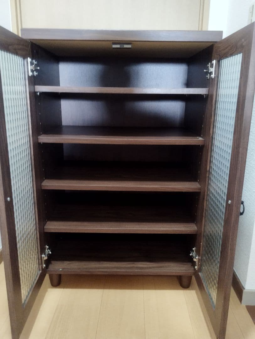 木製食器棚キャビネット 5段 ガラス扉♪