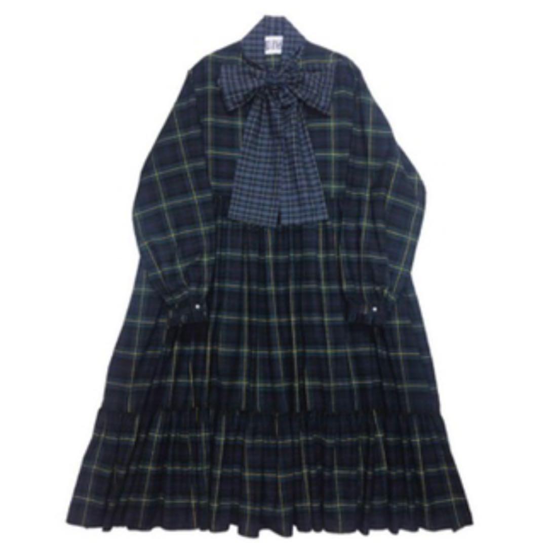 HEIHEI リボンワンピース グリーンチェック