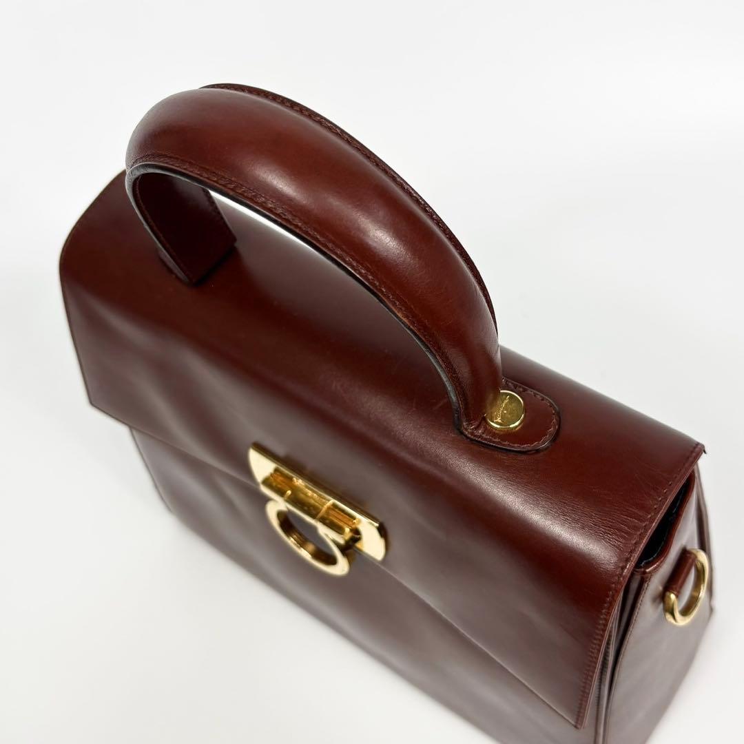 サルヴァトーレフェラガモ フォーマルバッグ 2way 本革 茶色 ガンチーニ