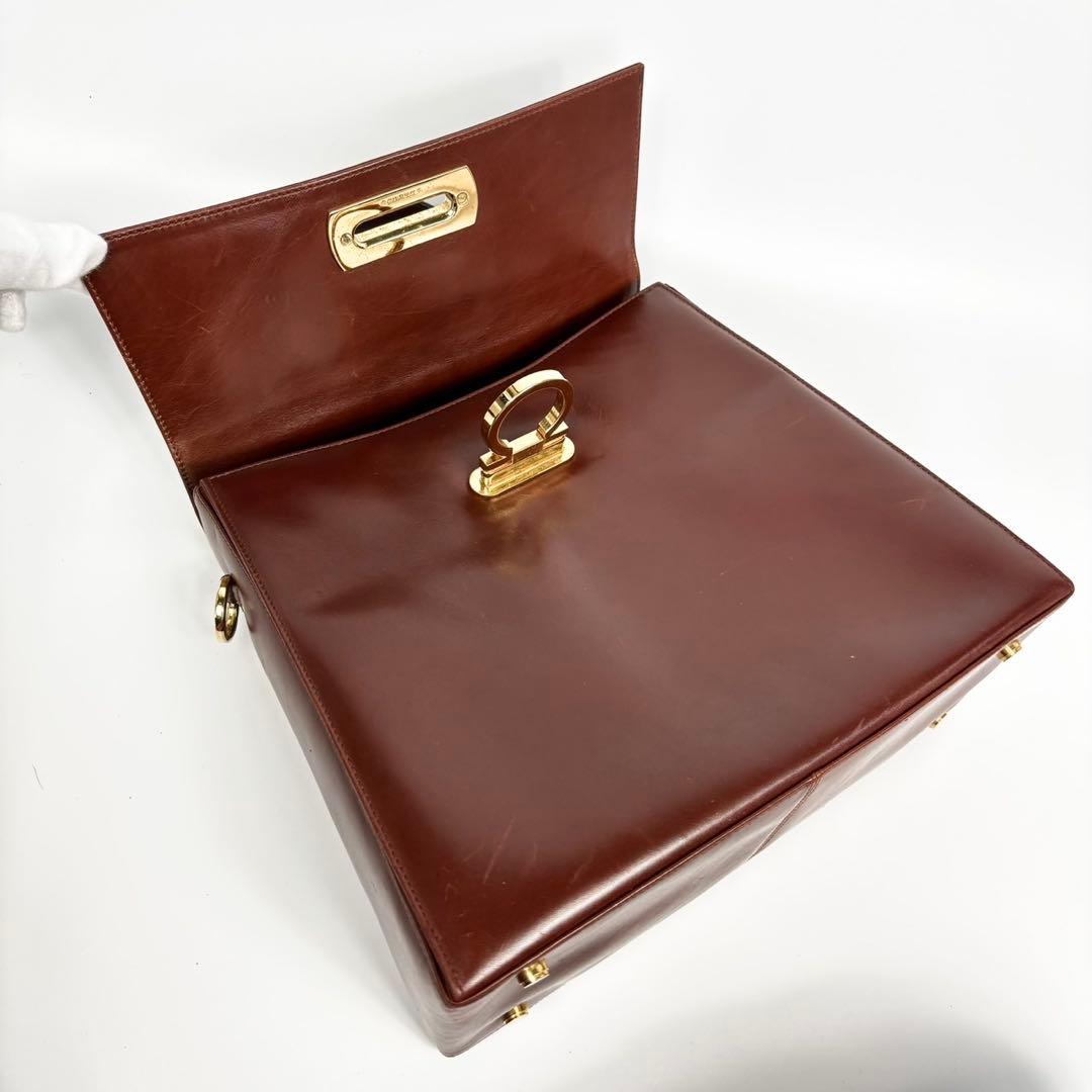 サルヴァトーレフェラガモ フォーマルバッグ 2way 本革 茶色 ガンチーニ