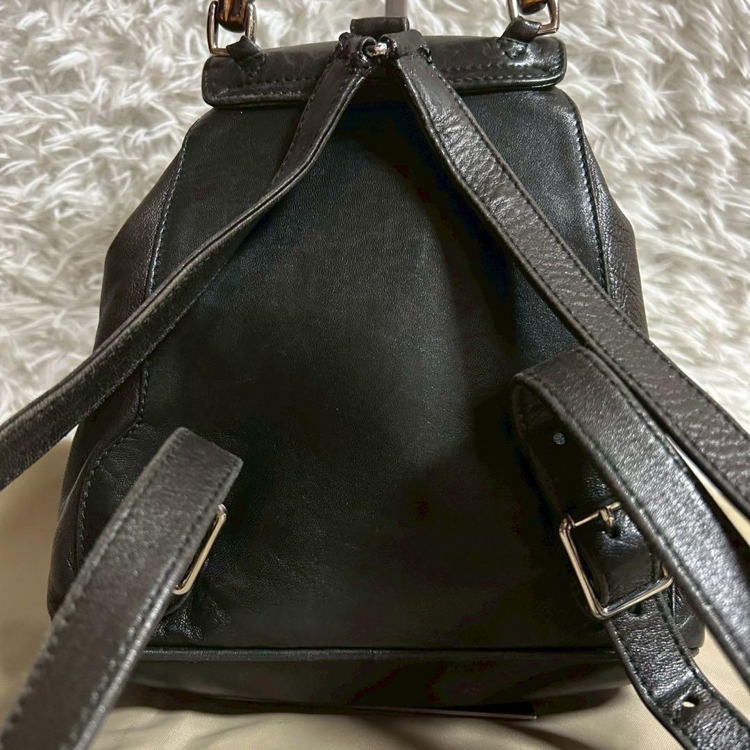 【】グッチ バンブー レザー 巾着 ミニ リュック かばん バッグ ヴィンテージ