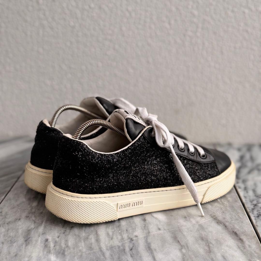 miumiu ミュウミュウ　グリッター ラメ スニーカー 38サイズ ブラック