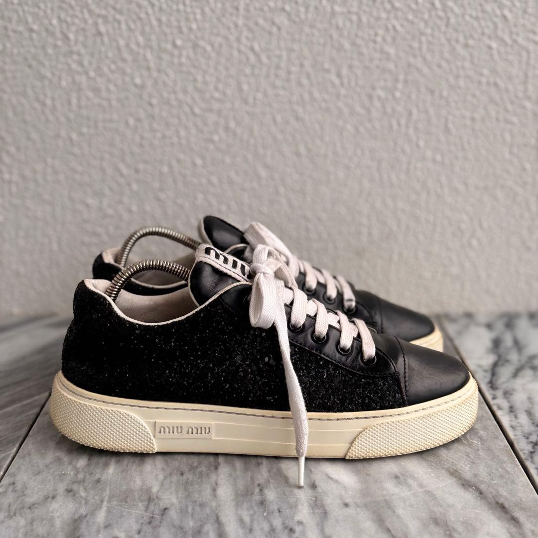 miumiu ミュウミュウ　グリッター ラメ スニーカー 38サイズ ブラック