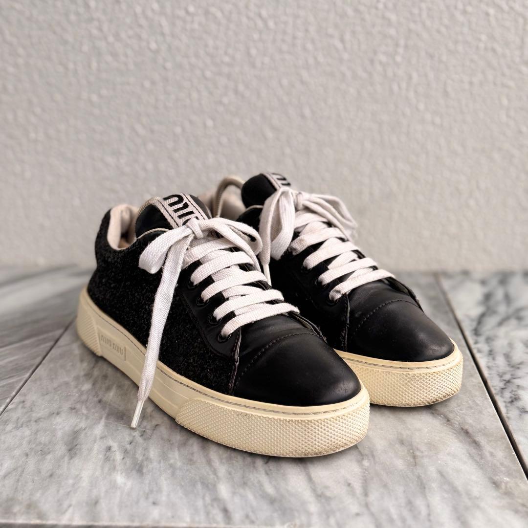 miumiu ミュウミュウ　グリッター ラメ スニーカー 38サイズ ブラック