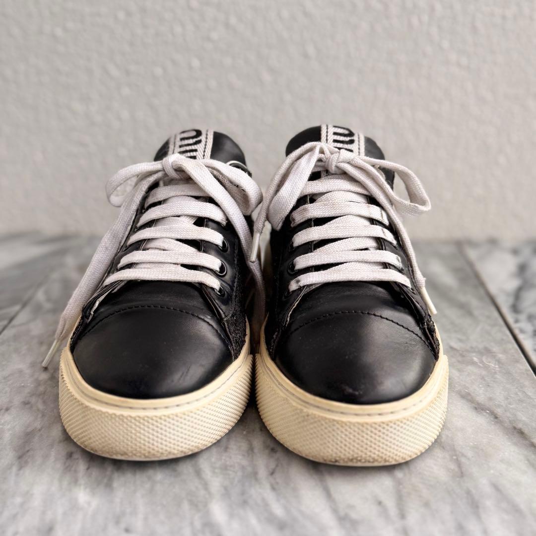 miumiu ミュウミュウ　グリッター ラメ スニーカー 38サイズ ブラック