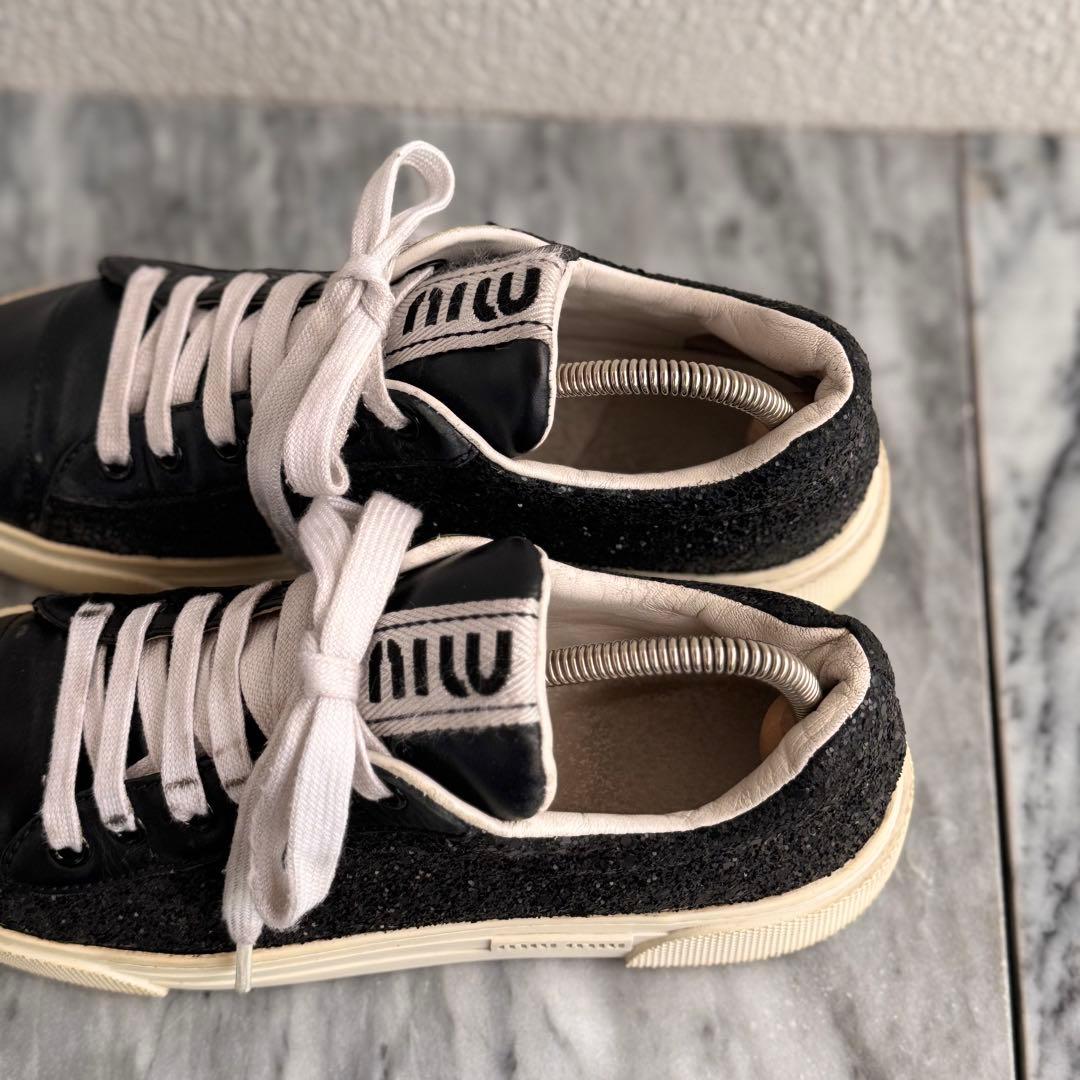 miumiu ミュウミュウ　グリッター ラメ スニーカー 38サイズ ブラック