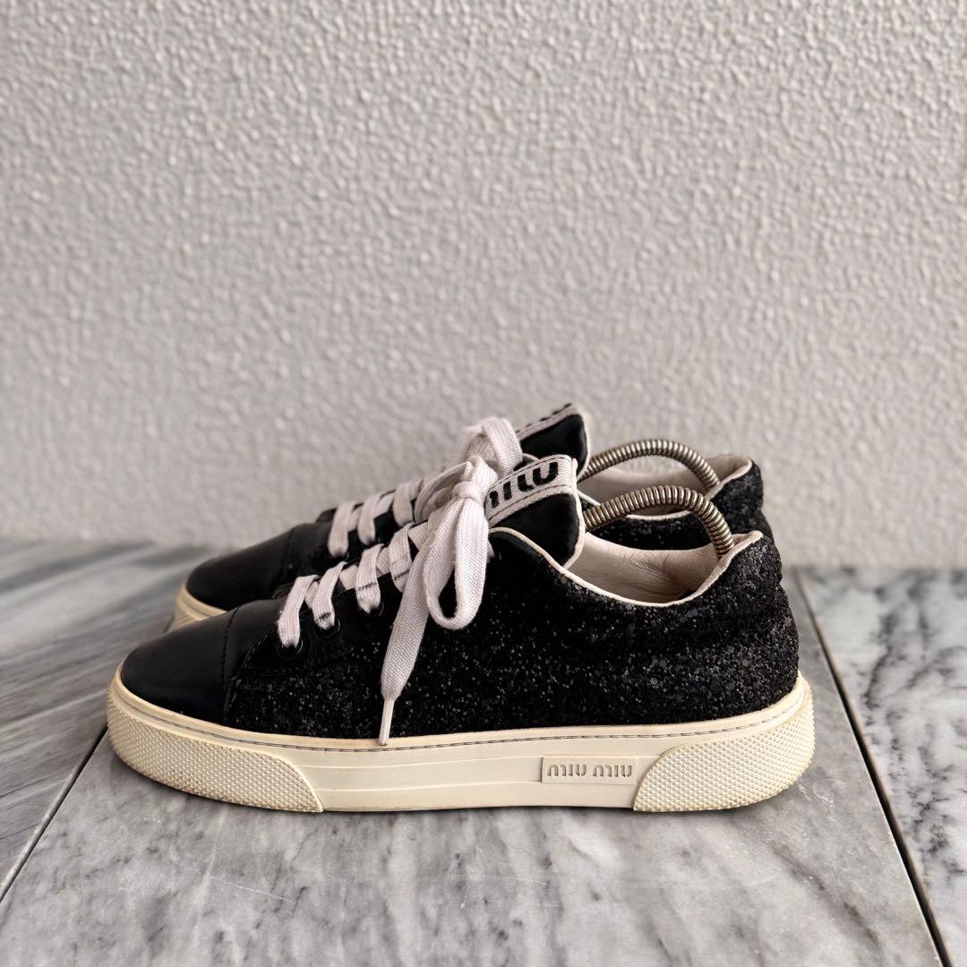 miumiu ミュウミュウ　グリッター ラメ スニーカー 38サイズ ブラック