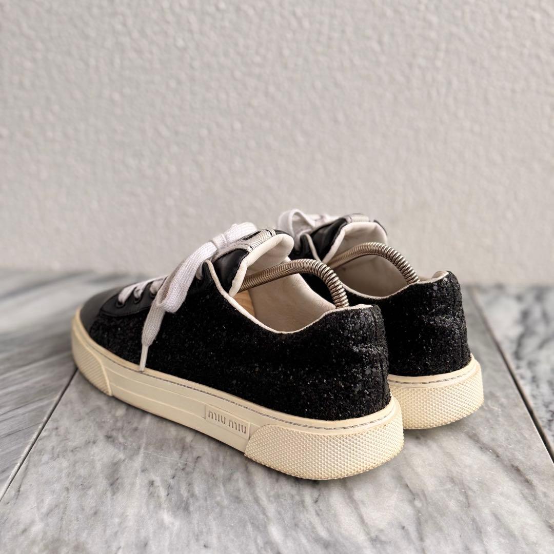 miumiu ミュウミュウ　グリッター ラメ スニーカー 38サイズ ブラック