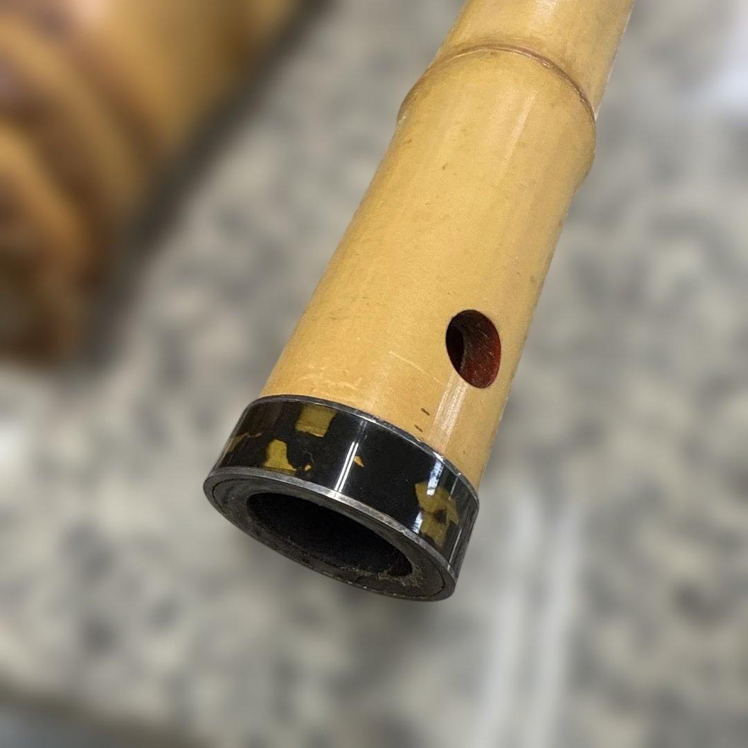 が*う様 尺八本体 竹製 革製キャップ付き 和楽器 音楽 管楽器 レトロ 小物