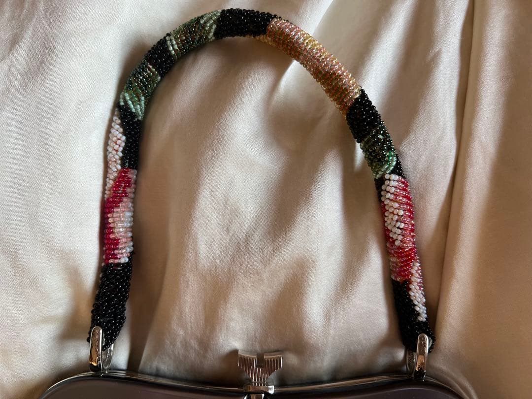 【送料無料】花柄 ビーズ手刺繍 ハンドバッグ パーティー フォーマル　状態キレイ