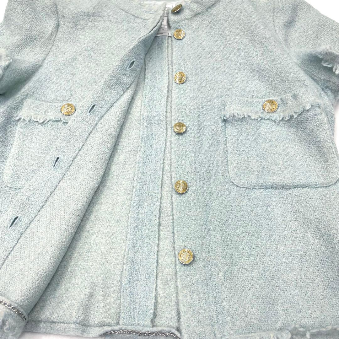 美品✨CHANEL ツイード　ジャケット　半袖　金ボタン