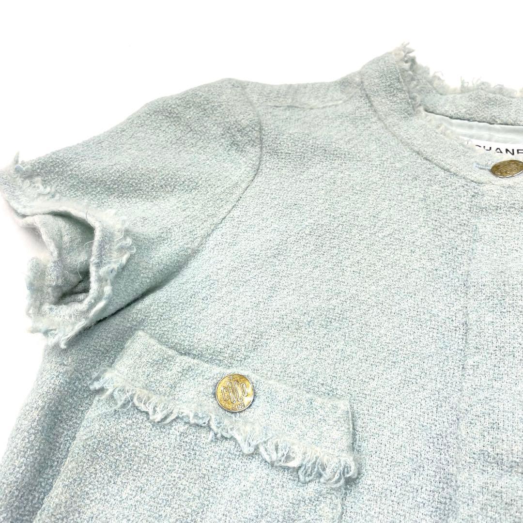 美品✨CHANEL ツイード　ジャケット　半袖　金ボタン