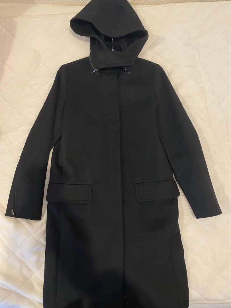 週末タイムSALE Max Mara フード付き黒ロングコート