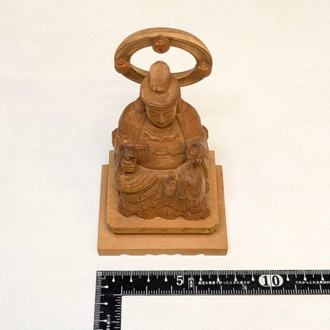 【セール中・新品】 七面天女　木地彫り　下台付　総高さ約14cm　弁財天