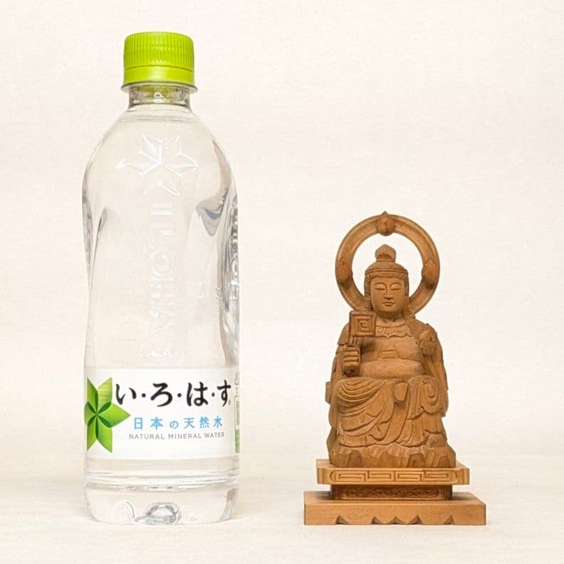 【セール中・新品】 七面天女　木地彫り　下台付　総高さ約14cm　弁財天