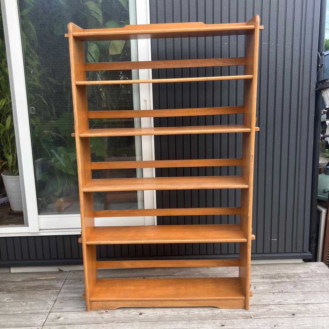 昭和レトロ ミッドセンチュリー くさび型 楔棚 木製オープンラック 本棚 飾り棚