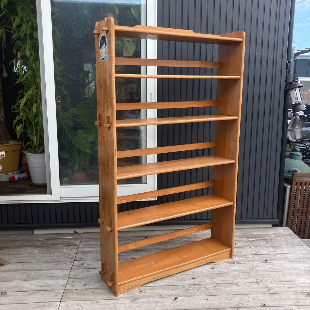 昭和レトロ ミッドセンチュリー くさび型 楔棚 木製オープンラック 本棚 飾り棚