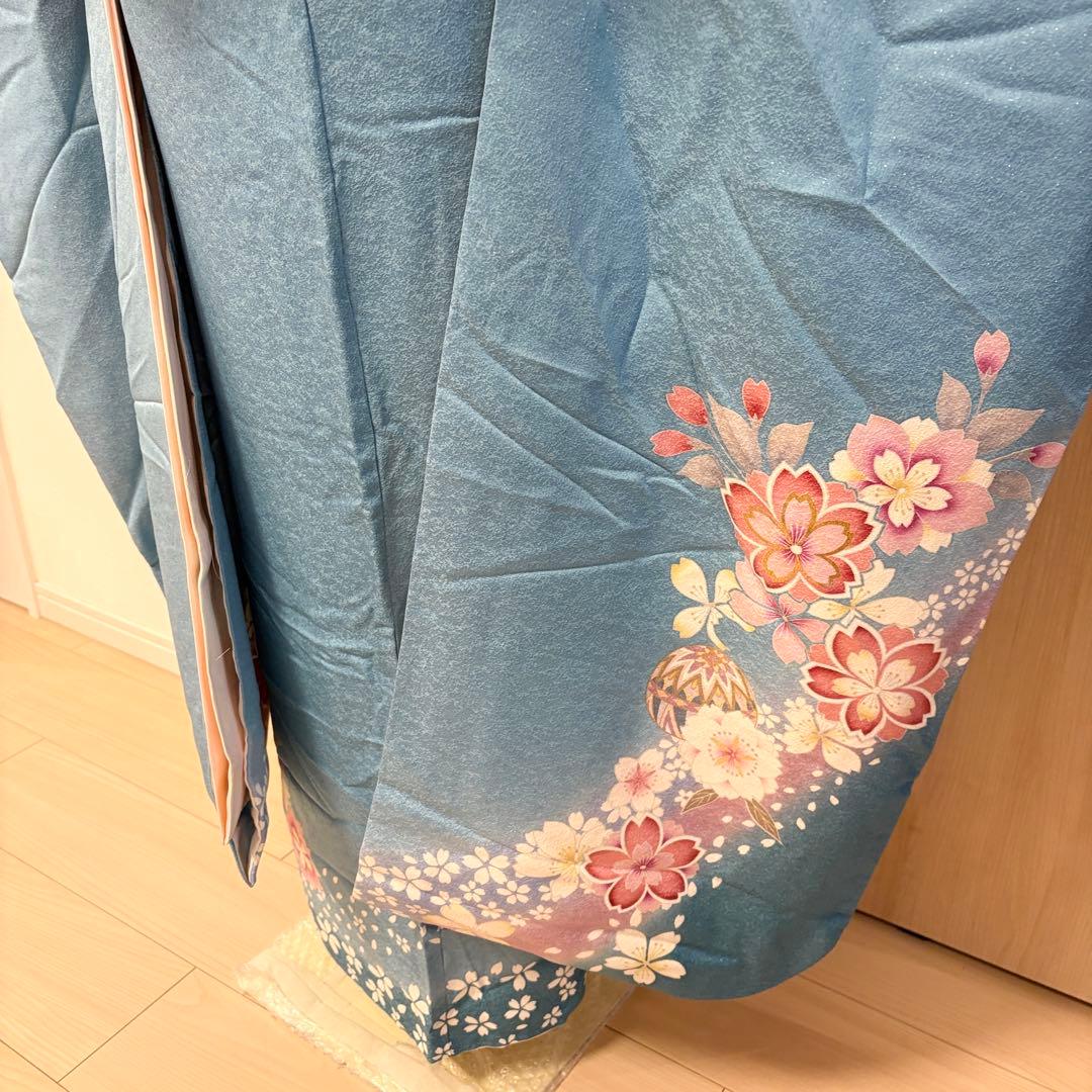 振袖セット 正絹 水色 桜 鞠 sMH2502081