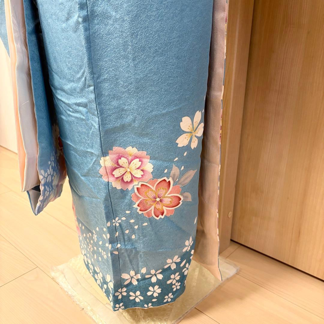 振袖セット 正絹 水色 桜 鞠 sMH2502081