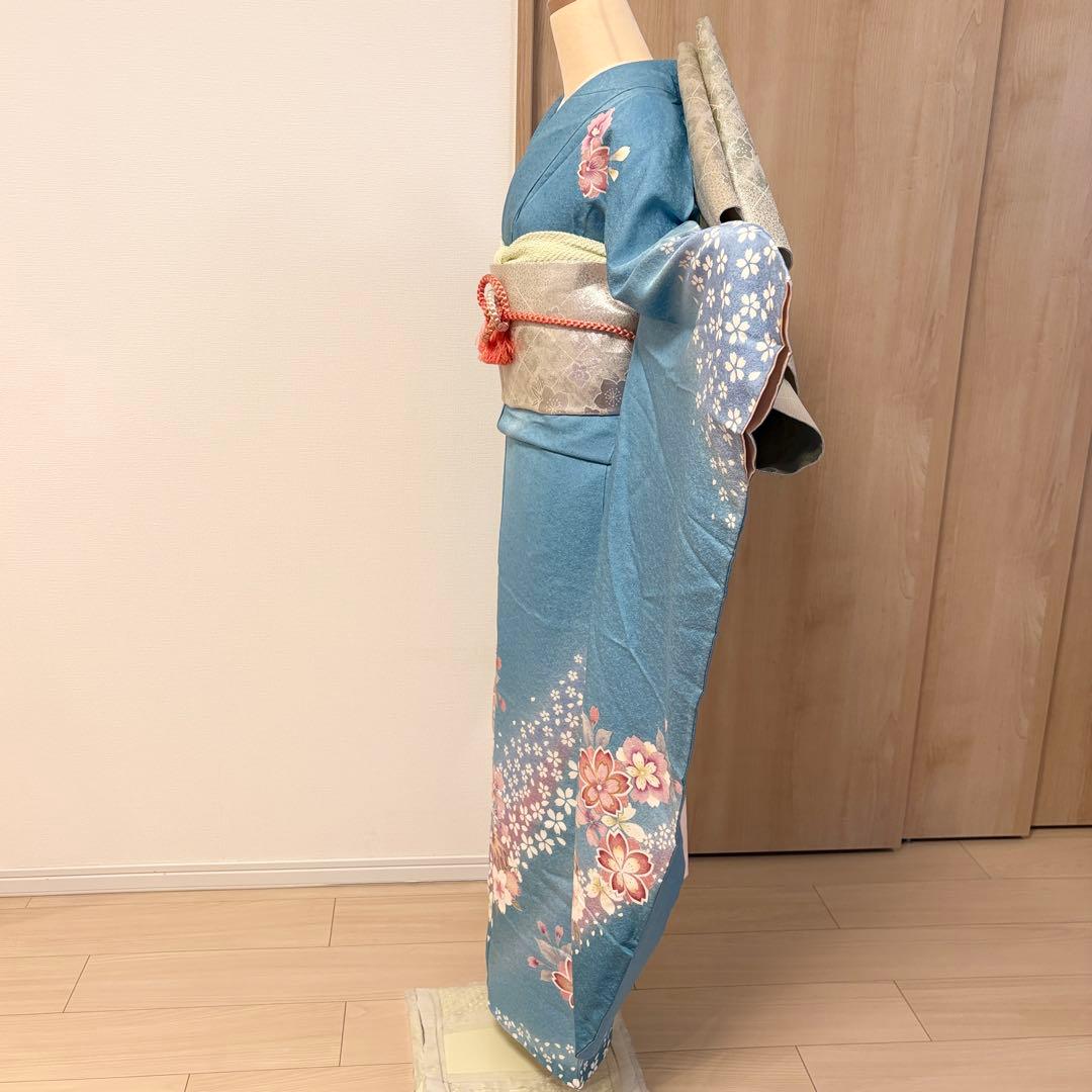 振袖セット 正絹 水色 桜 鞠 sMH2502081