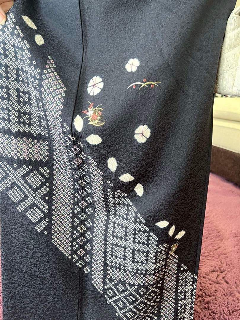 付け下げ　ネイビーパープル