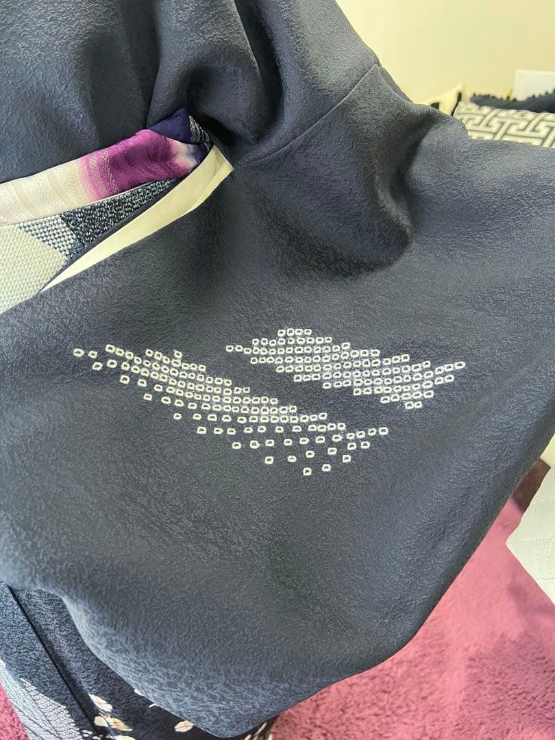 付け下げ　ネイビーパープル