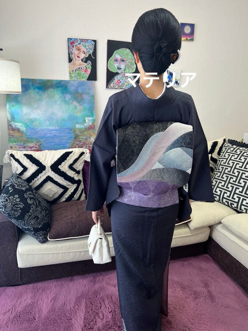 付け下げ　ネイビーパープル