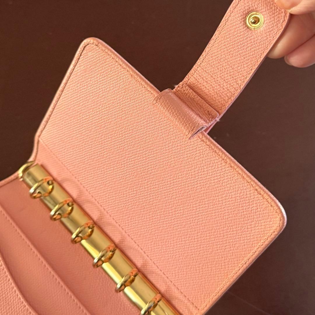 CHANELココボタンA6手帳ピンクキャビアアジェンダ6穴ギャランティカード付