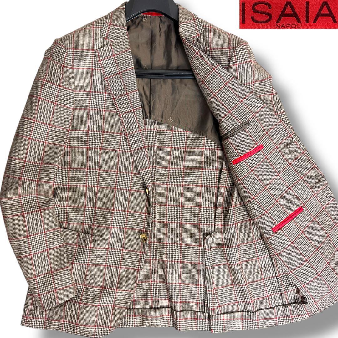 J6384 美品 イザイア SAILORフランネルグレンプレイドジャケット 48