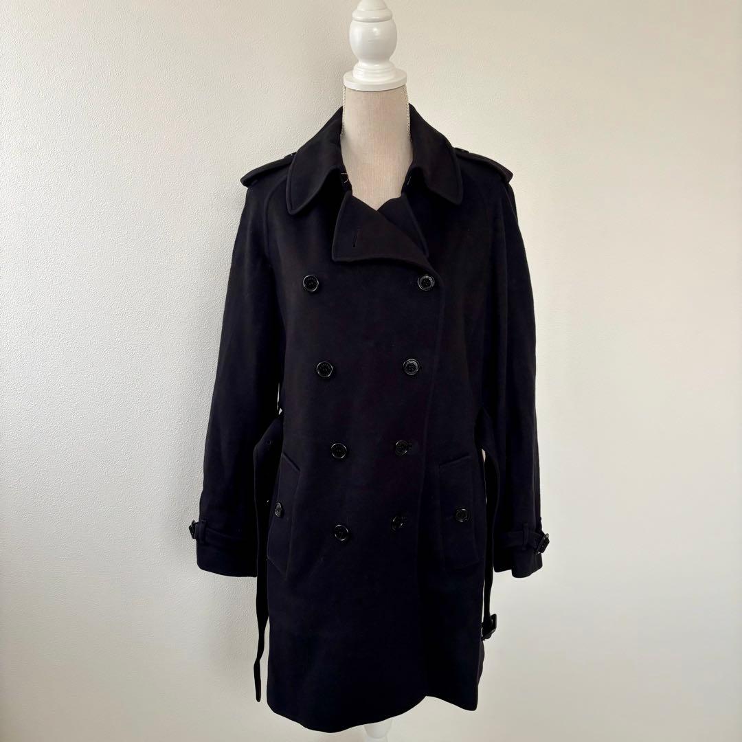 BURBERRY バーバリーロンドン カシミヤ混 トレンチコート L〜XL 黒