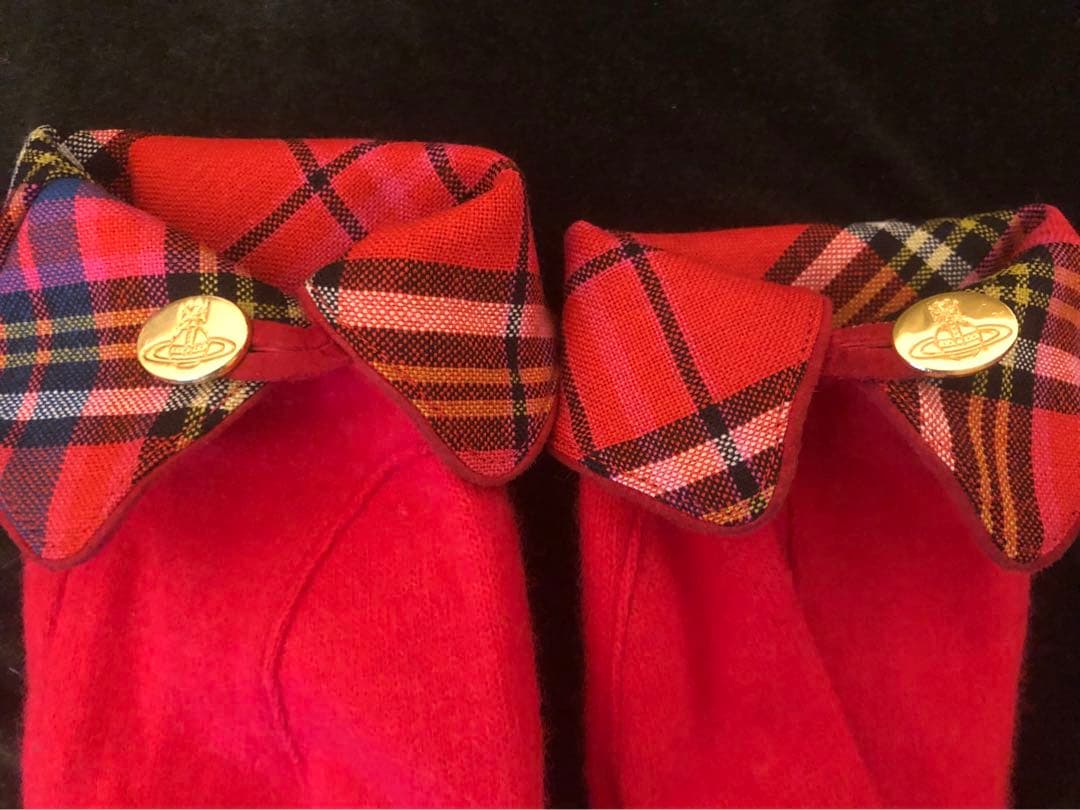 ヴィヴィアンウエストウッド　レッドマック　タータンチェック　ウール　赤　金オーブ