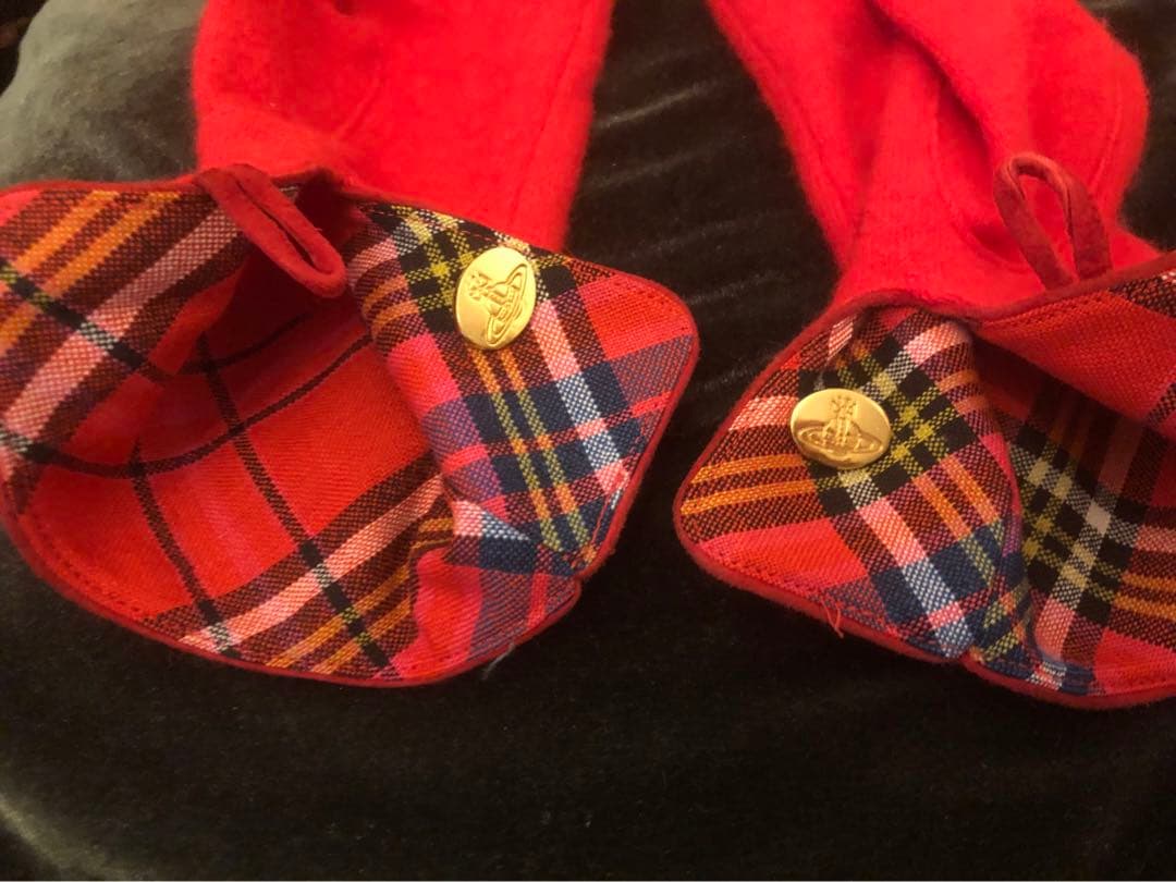 ヴィヴィアンウエストウッド　レッドマック　タータンチェック　ウール　赤　金オーブ