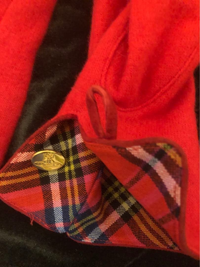 ヴィヴィアンウエストウッド　レッドマック　タータンチェック　ウール　赤　金オーブ