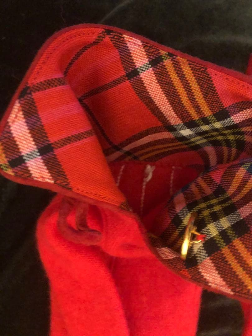 ヴィヴィアンウエストウッド　レッドマック　タータンチェック　ウール　赤　金オーブ