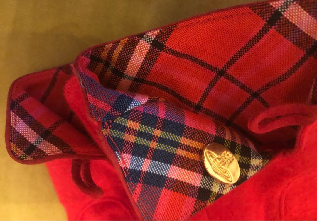 ヴィヴィアンウエストウッド　レッドマック　タータンチェック　ウール　赤　金オーブ