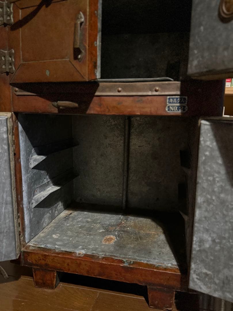 再値下げ！昭和レトロ 氷冷蔵庫 キルク入りNO.2／銅製アンティーク