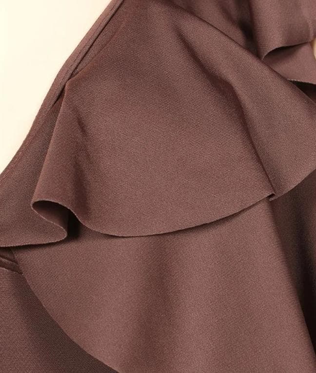 【新品】anuans　アニュアンス　フリルスリーブワンピース 水着　S　ブラウン