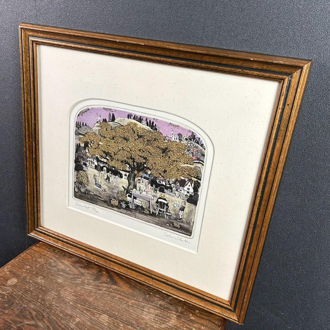 美品 グラハム・クラーク「Gran's Hat」銅版画+手彩色 直筆サイン入