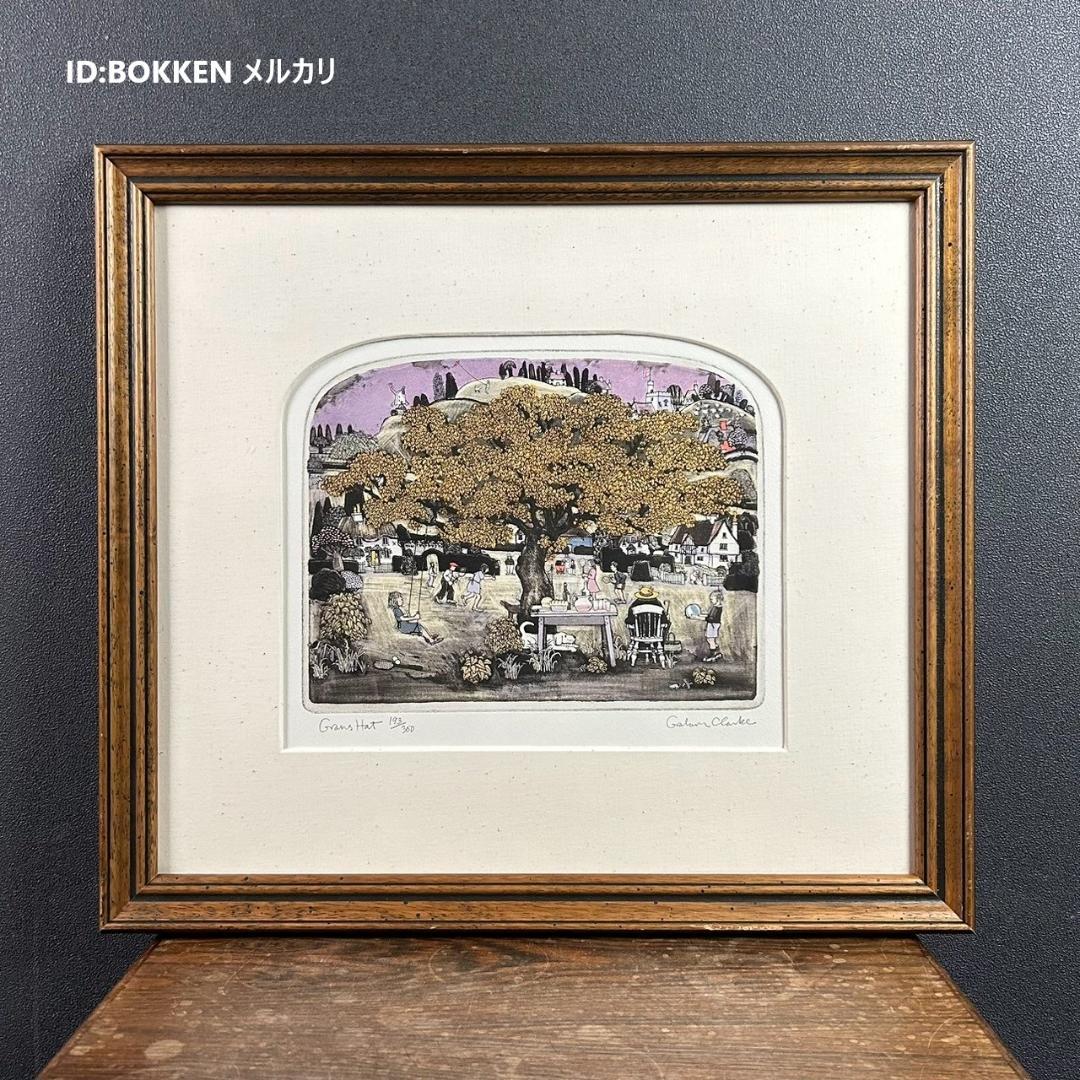 美品 グラハム・クラーク「Gran's Hat」銅版画+手彩色 直筆サイン入