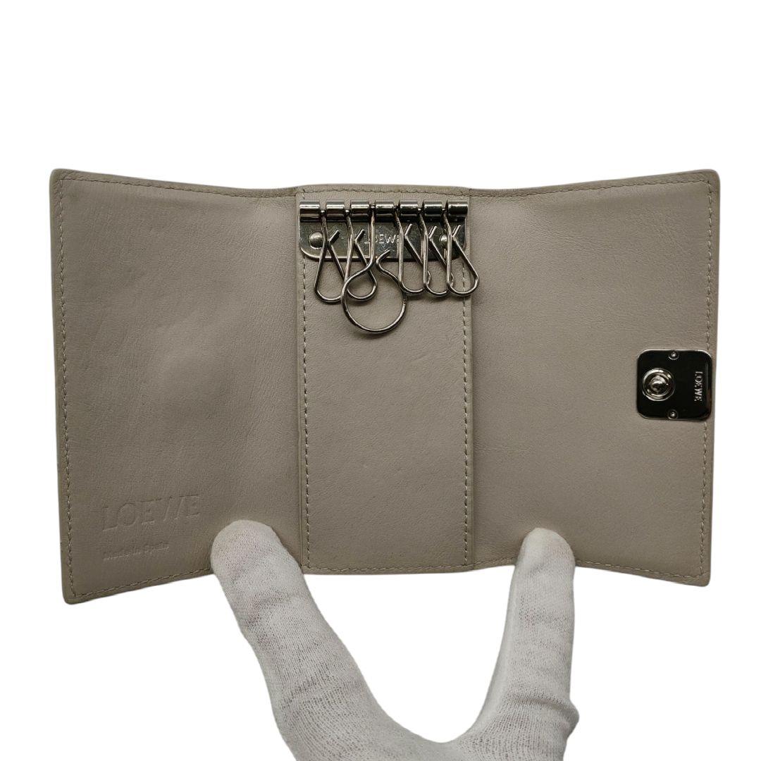 ロエベ　6連キーケース　アナグラム　ライトゴースト　ベージュ