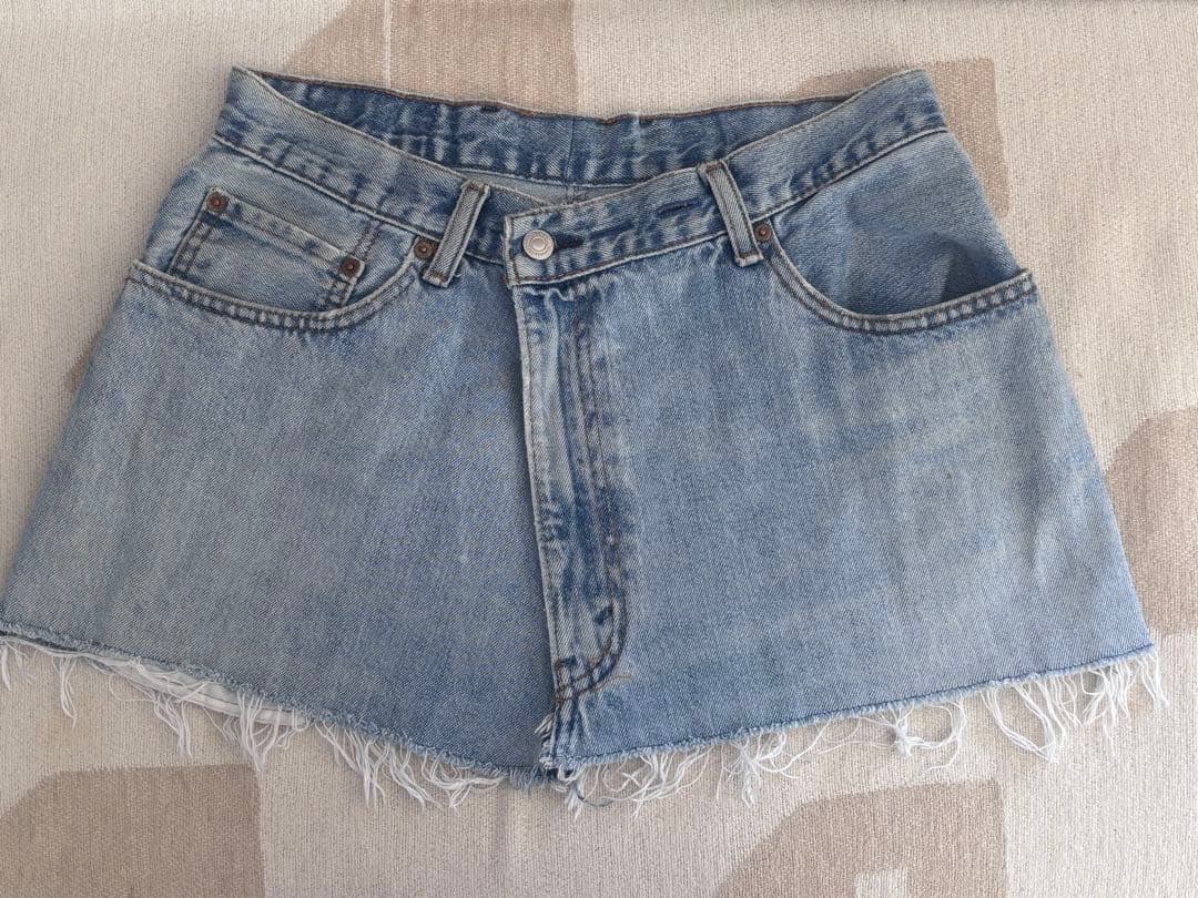 pollen vintage リメイクデニム巻きスカート